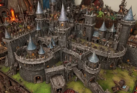 a highly detailed toy land, castle, dwarfes, goblins, fighting, made of l1qu1dp34rl, metal, pearlescent, multicolored <lora:liquidpearlXL:1>
score_9, score_8_up, score_7_up, highres, very detailed, amazing quality, high quality photo. 32k, uhd