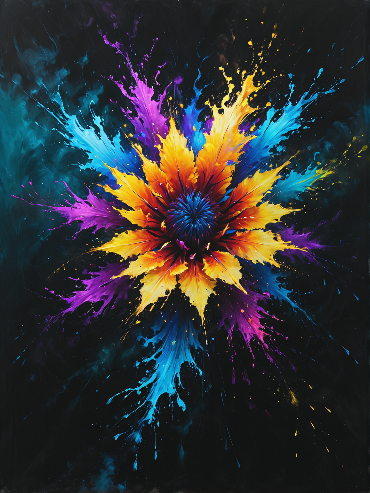 Sorcerer's laughter creates floating fireworks, ultra-fine digital painting, <lora:xl_more_art-full_v1:0.3>,  <lora:Desolation:0.6> <lora:gorgoeus_splash_of_vibrant_paint:0.7> Gorgeous splash of vibrant paint