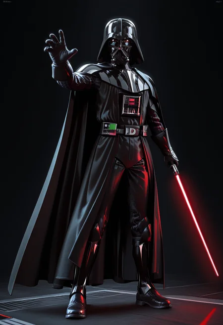 newest, masterpiece, best quality, 4k,ultra detail,
black background, very aesthetic, detailed background, full body,
1boy, solo,  <lora:Darth Vader:1> vad3r, helmet, hood, cape, gloves, armor, weapon, energy sword,red lightsaber, holding lightsaber, fist