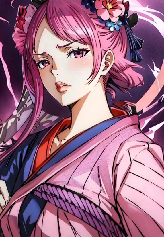 1girl, wano_style_30100, ((masterpiece)), ((best quality)), extremely detailed, bloom, illustration, kimono, traditional_clothing, (perfect hands), depth of field, sketch, dark intense shadows, sharp focus, soft lighting, hdr, colorful, good composition, solo, anime style