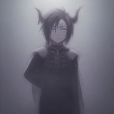 Naruto_Manda, (hybrid snake human), female, purple religious tunic, sleeves, hood, scaly skin, (scales:2), green eyes, reptile eyes, inside cave, human bones on floor, jewelry, holding human skull, airshakurprime, low wings, horse tail, sharp teeth, horse ears, ear ornament, single ear cover, horns, heterochromia, purple eyes, yellow eyes, black jacket, epaulettes, aiguillette, long sleeves, white gloves, black pants, eyebrow piercing, ear piercing