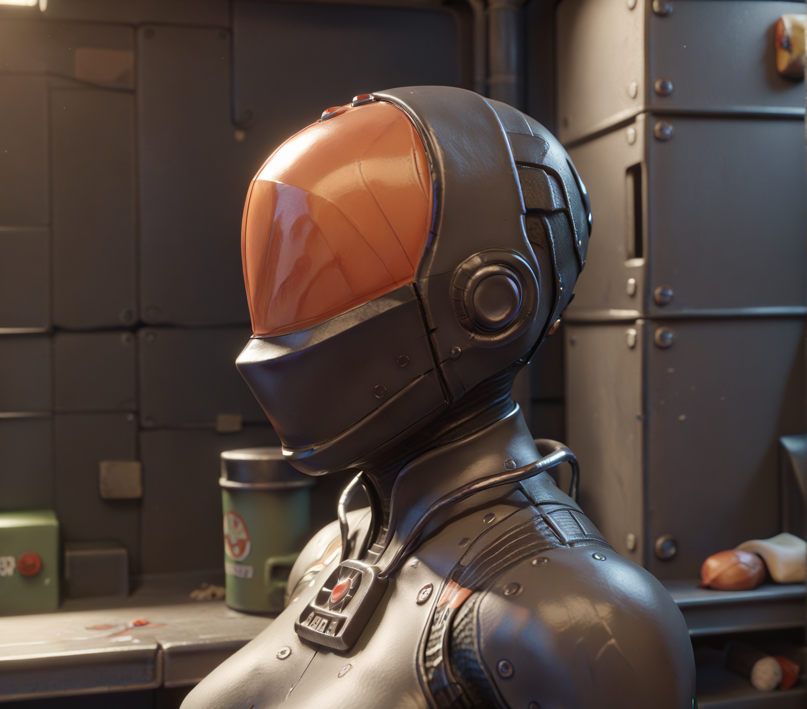 score_9, score_8_up, score_7_up, score_6_up, 3d \(artwork\), chinese stealth suit, (1girl, solo:1.2), armor, bodysuit, science fiction, skin tight, standing (fully clothed, full armor:1.2), stealth, stealth suit, detailed background, inside, concrete, front view, sneaking, sneaking suit, looking away, side view, helmet, faceless, (blender \(software\), close-up, bust portrait, portrait:1.2)
 <lora:chinese-stealth-suit_pdxl_:0.8>