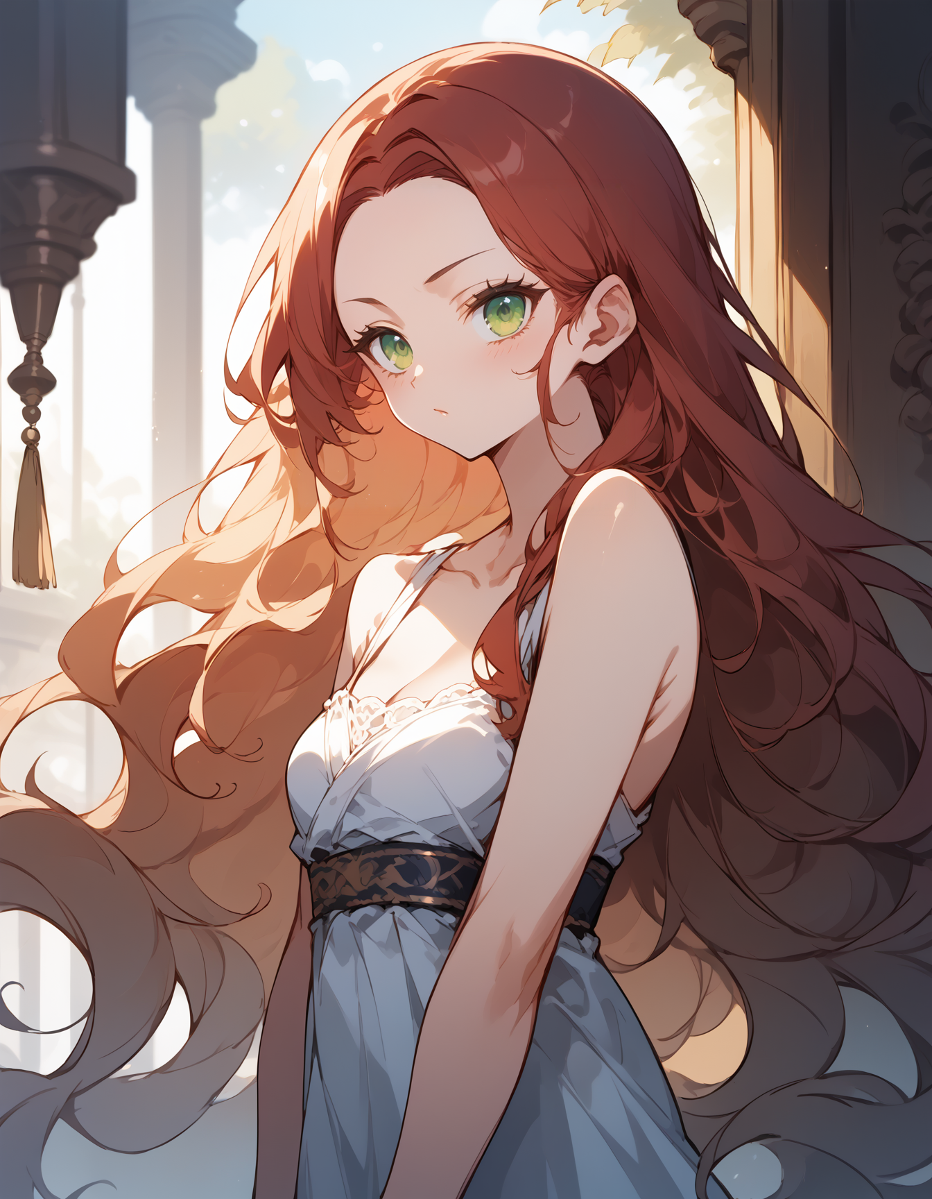 score_9,score_8_up,score_7_up,score_6_up,source_anime,absurdres,
BREAK <lora:Florentia_Lombardi:0.8>,FlorentiaLombardi,1girl,solo,skinny,toned,perfect anatomy,forehead,red hair,very long hair,green eyes,long eyelashes,medium shot,