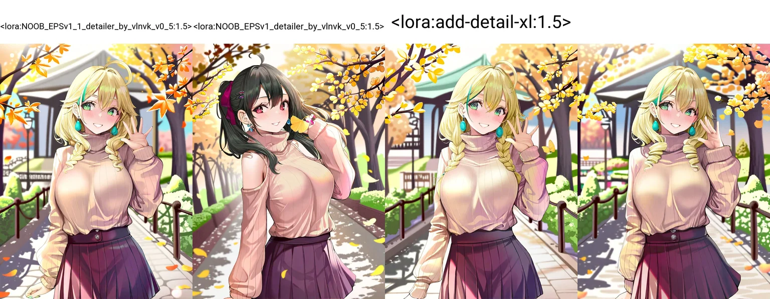 1girl, turtleneck sweater, pleated skirt, cozy, autumn vibe, light, shadow, outdoors, golden hour, scenery,
satou kuuki, momoko \(momopoco\), yusha m, dishwasher1910, kcar66t, torino aqua, shunichi, ebifurya, year
masterpiece,best quality,amazing quality,very aesthetic,absurdres,newest, anime screenshot, crisp, sharp,
<lora:NOOB_EPSv1_1_detailer_by_vlnvk_v0_5:1.5>