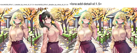 1girl, turtleneck sweater, pleated skirt, cozy, autumn vibe, light, shadow, outdoors, golden hour, scenery,
satou kuuki, momoko \(momopoco\), yusha m, dishwasher1910, kcar66t, torino aqua, shunichi, ebifurya, year
masterpiece,best quality,amazing quality,very aesthetic,absurdres,newest, anime screenshot, crisp, sharp,
<lora:NOOB_EPSv1_1_detailer_by_vlnvk_v0_5:1.5>