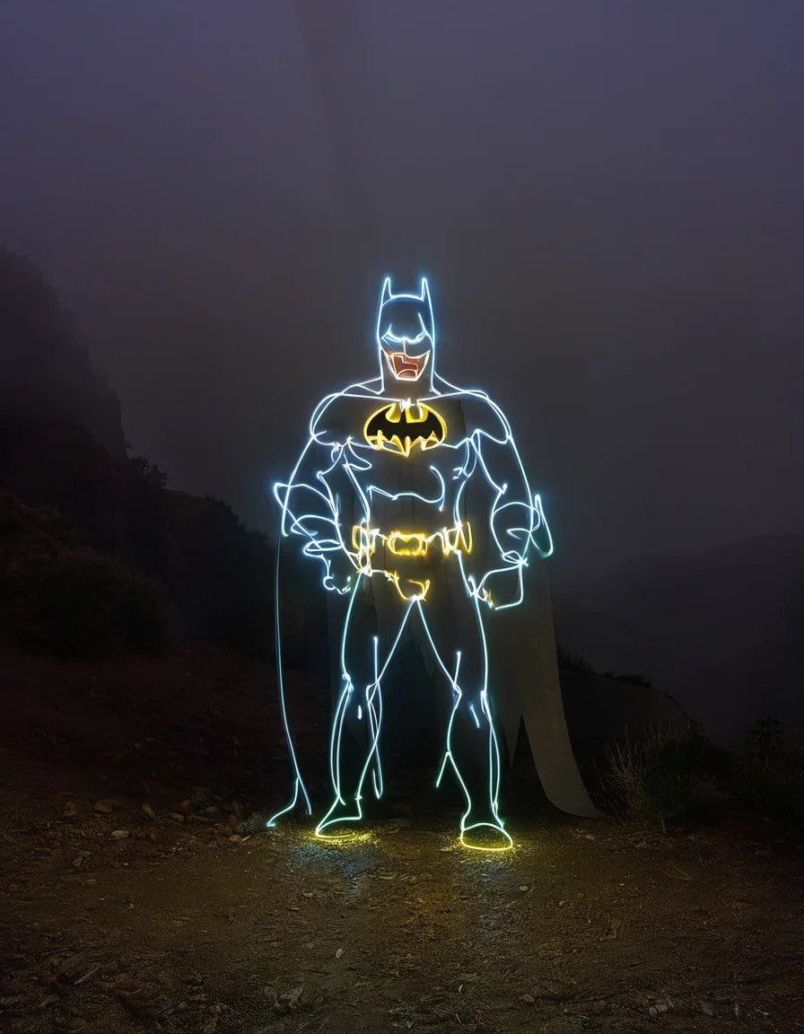 light painting of batman