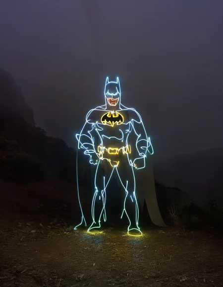 light painting of batman