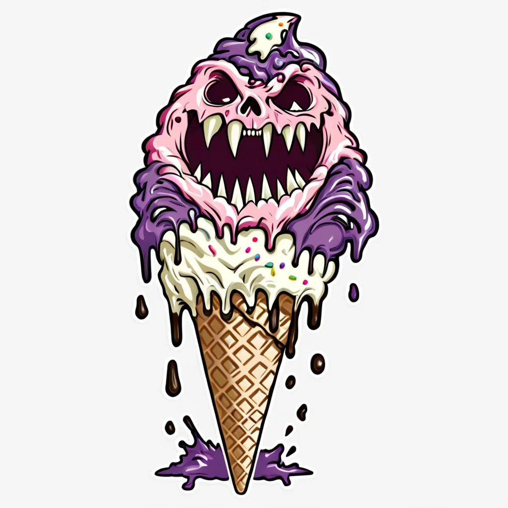 <lora:monster_foodXL:0.8>,monster_food, masterpiece,high resolution,detail,
no humans, ice cream, food, , food focus, ice cream cone, outline, white outline, melting,monster ice cream