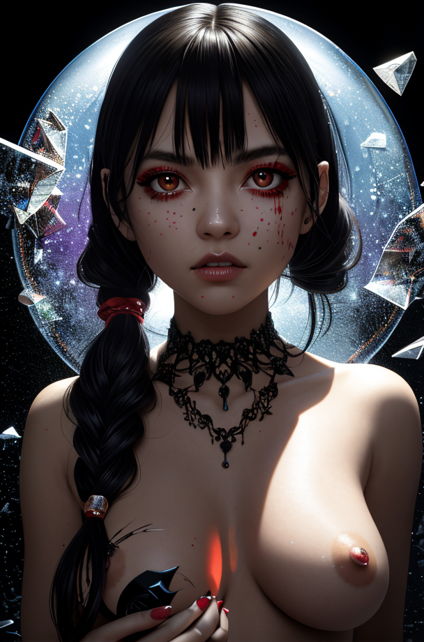 (masterpiece, best quality, ultra-detailed, best shadow), (detailed background,dark fantasy), (beautiful detailed face), high contrast, (best illumination, an extremely delicate and beautiful), ((cinematic light)), colorful, hyper detail, dramatic light, intricate details, (1girl, solo,black hair, sharp face,low twintails,red eyes, hair between eyes,dynamic angle), blood splatter, swirling black light around the character, depth of field,black light particles,(broken glass),magic circle,(photorealistic) and (Realistic) and Detailed Skin Textures and detailed skin pores and high skin detail