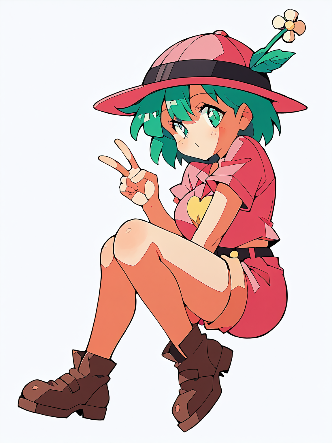 score_9, score_8_up, score_7_up, rating_explicit, score_anime, white background, BREAK, 1girl, looking at viewer, <lora:Assistant-Girl_TetrisPlus_PDXLv0:0.8> assistant-girl, short hair, pink hat, pink shirt, pink shorts, brown footwear, breasts, v:1.2, red undershirt