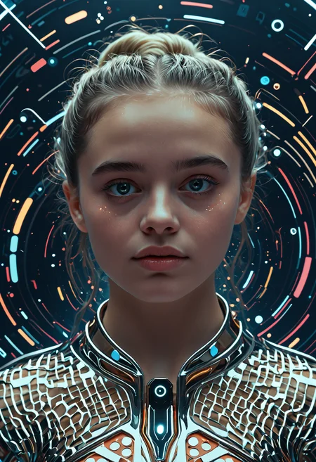 Abstract style <lora:Beeple_retrofuturism-000005:1>,Beeple style,retrofuturism,<lora:Alice Prin OC-000005:1>,Alice Prin,1girl, . Non-representational, colors and shapes, expression of feelings, imaginative, highly detailed