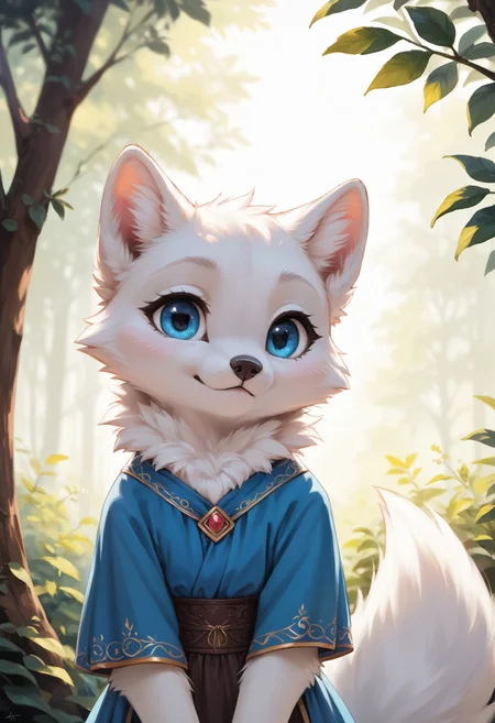 score_9, score_8_up, score_7_up, source_furry, high quality, perfection, detailed, aesthetic, well-lighted,
1girl, solo, upper body,
nature scenery,
furry female, semi-anthro, furred body, fluffy fur, beautiful girl, cute girl, young, youthful, beautiful face, beautiful eyes, perfect eyes, detailed eyes,
arctic fox, white fur, blue eyes,
clothed,