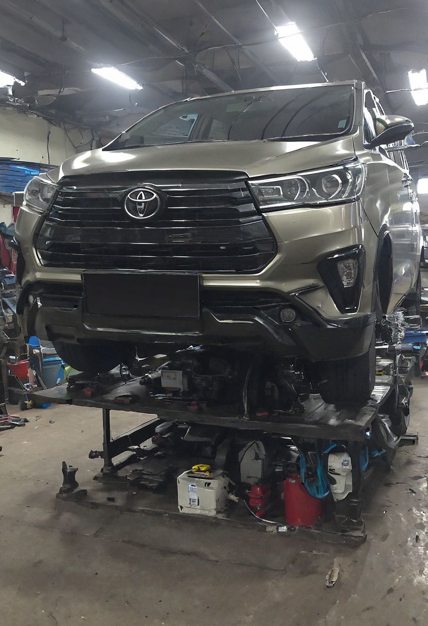 Toyota Innova, workshop, jack, repair,