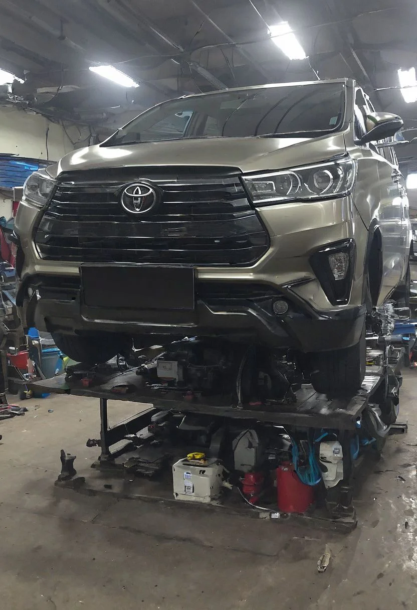 Toyota Innova, workshop, jack, repair,