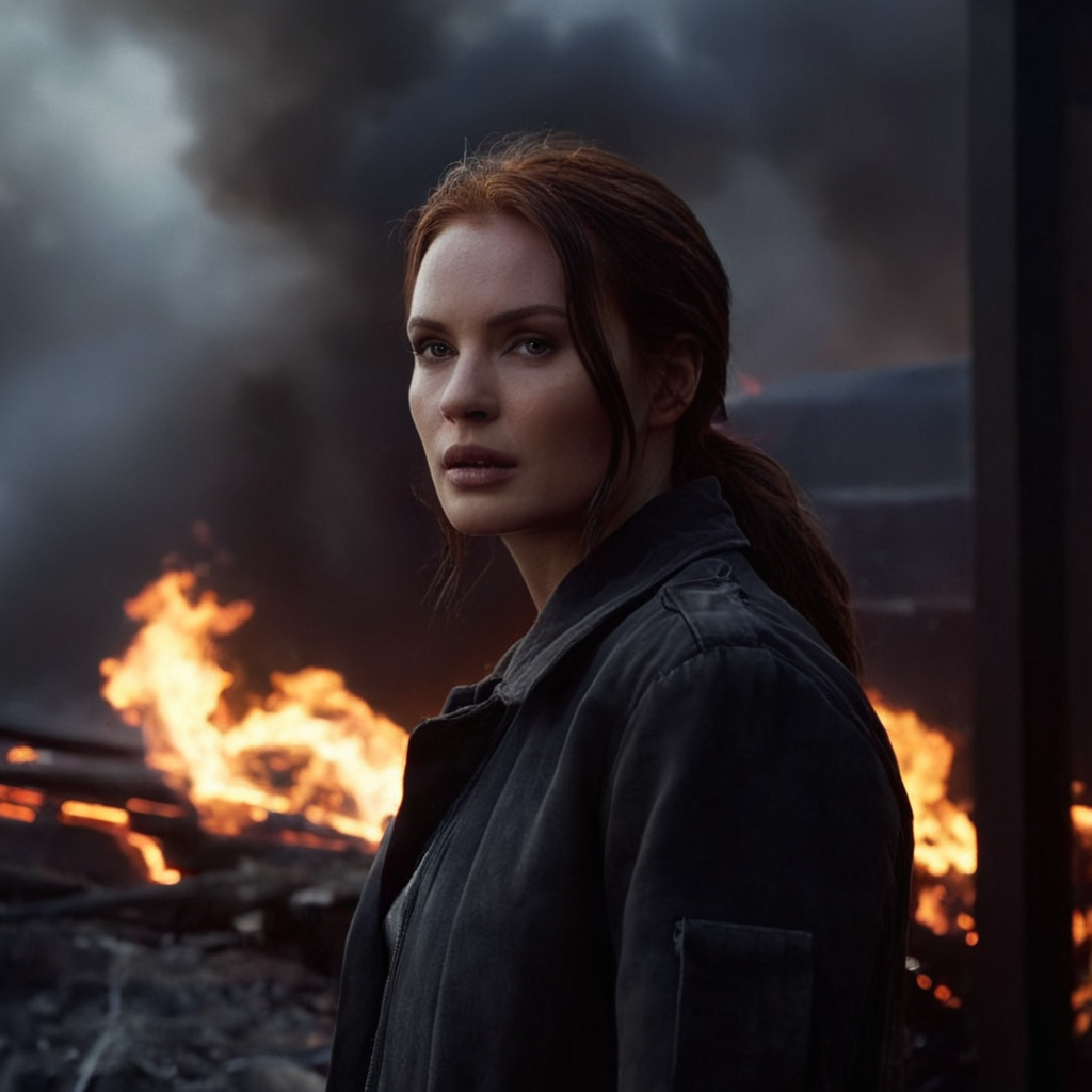 cinematic film still of  <lora:add-detail-xl:0.1>1
<lora:detailed:0.3> realism
<lora:perfection style:0.2> perfect
<lora:eyetune:0.6>
<lora:xl_more_art-full_v1:0.1>
<lora:Ron Fricke style:0.3>
<lora:Unreal Engine style:0.3>
<lora:TeethXL:0.3>
<lora:Chiaroscuro Lighting Style:0.3> Chiaroscuro Lighting Style
 <lora: Interstellar style:0.9>
In 2067, dystopian science fiction world a large fire is burning in the dark,1girl,solo,blood , sci-fi, futuristic, movie themed, sharp, detailed, epic cinematic photography, artistic, dramatic light, cinematic color style, Kodak film style, Interstellar style, shallow depth of field, vignette, highly detailed, high budget, bokeh, cinemascope, moody, epic, gorgeous, film grain, grainy
