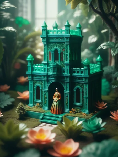 <lora:08SurealismArt_Hap_XL:1>, frida kahlo style, cinematic still Translucent Organelle Unfolding Metamaterial Parouflaged Prime NeuralNano, Miniature castle Emerald foliage Colorful petals . emotional, harmonious, vignette, 4k epic detailed, shot on kodak, 35mm photo, sharp focus, high budget, cinemascope, moody, epic, gorgeous, film grain, grainy,