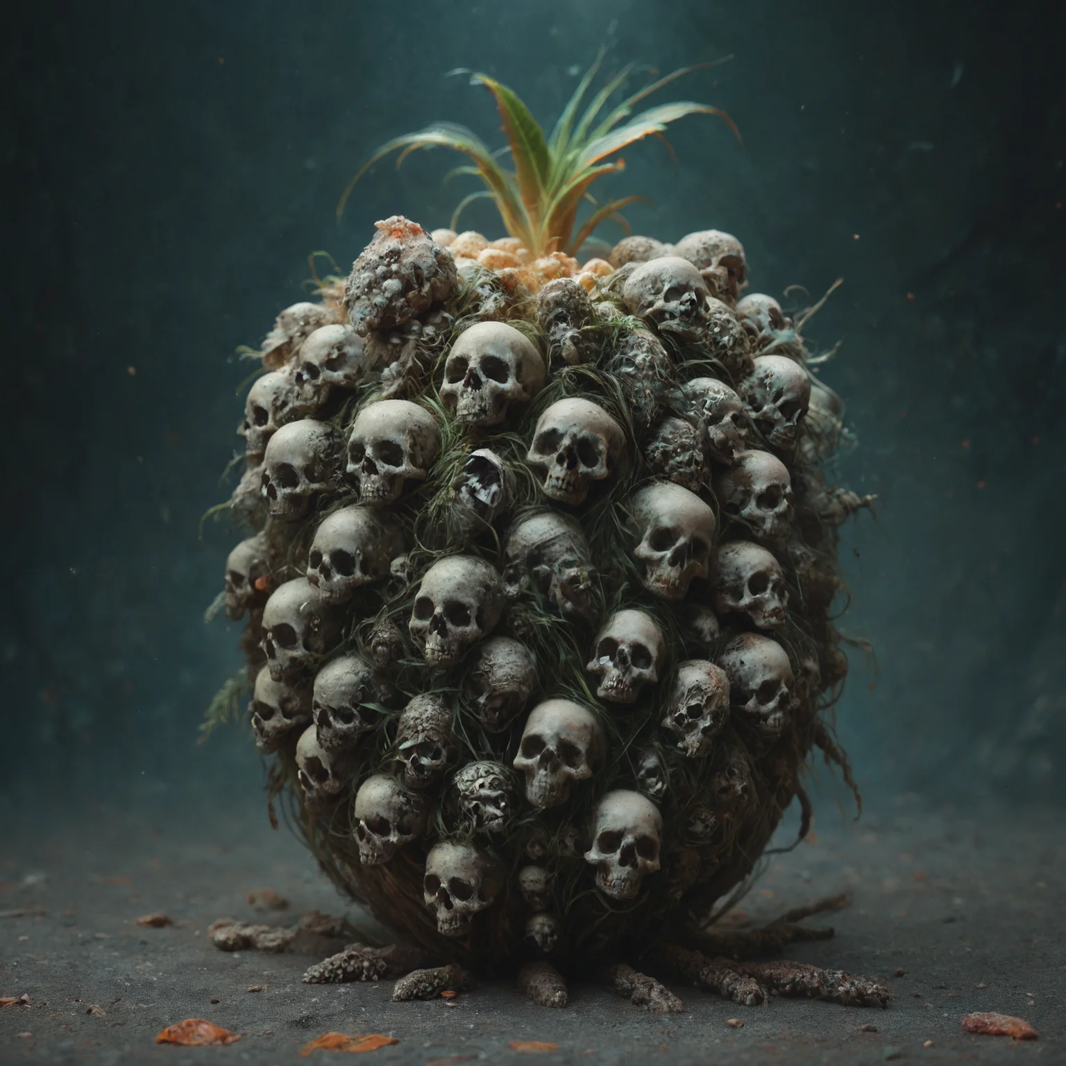 embedding:lazyup7, slimes_skullwm, pineapple made of skulls, cut in half <lora:Challenge_Winnifier_2025-04:0> <lora:SlimesSkullWM:1>