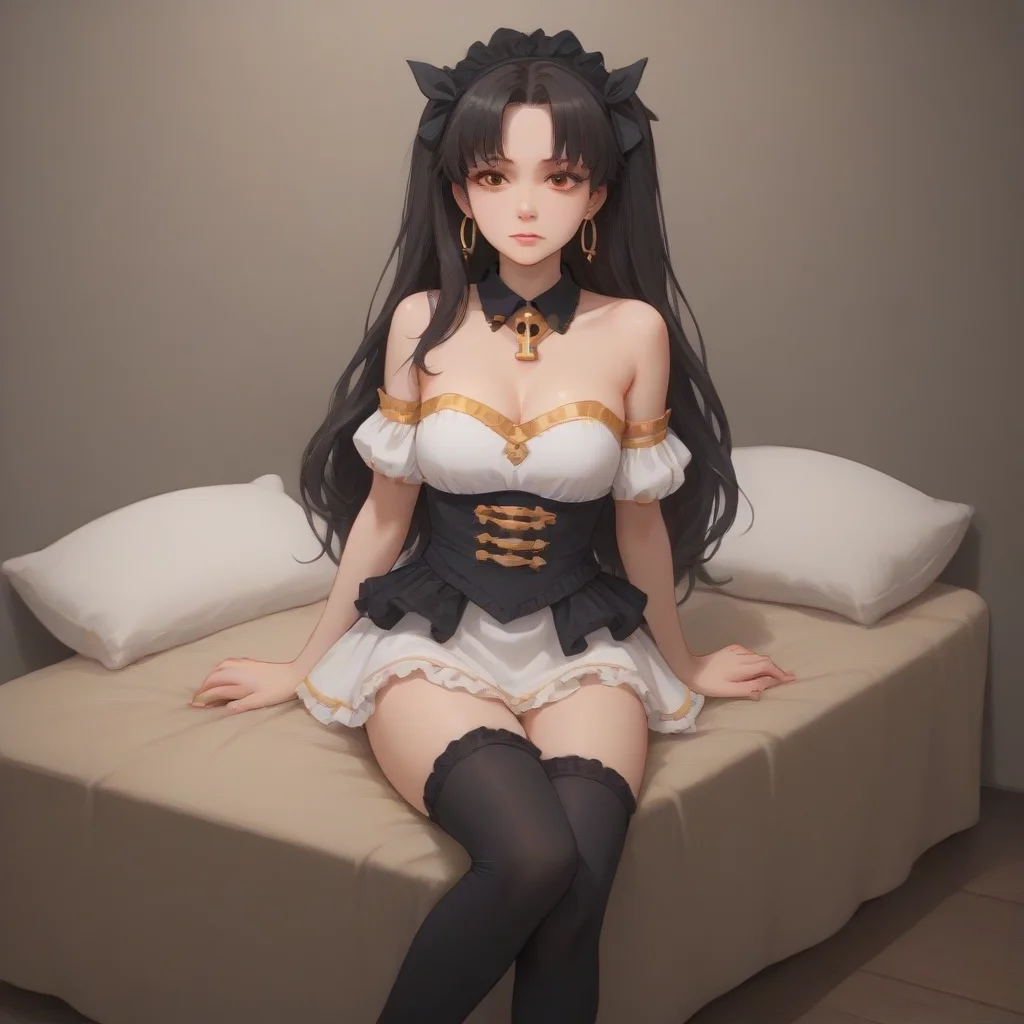 score_9, score_8_up, score_7_up, best quality, masterpiece, source_anime, zPDXL, zPDXL_xxx, BREAK
in bed room,
solo, outdoor, 1girl, ishtar_\(fate\), ishtarmaid, ,thighhighs, long hair, skirt, bare shoulders, black thighhighs, , two side up, brown eyes, detached collar, dress, ribbon, strapless, black hair, breasts, frills,,<lora:ChaldeaMaidv1:0.9>,, <lora:add-detail-xl:1> <lora:detail_eyes:0.5>, boudoir lounge, reclining on a boudoir setting, exuding comfort and intimacy