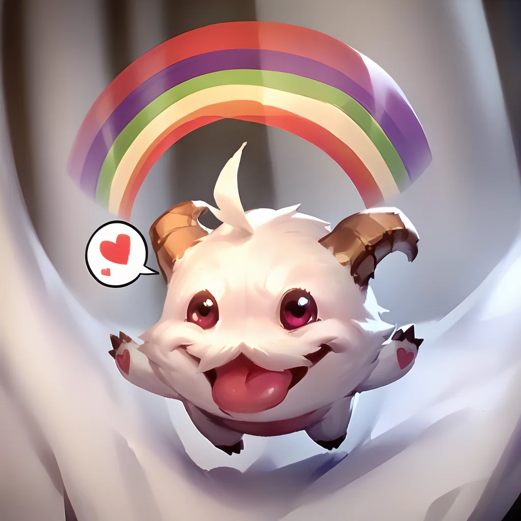 score_9, score_8_up, score_7_up, score_6_up, p0r0, no humans, animal focus, horns, <lora:Poro_v1:0.9>, full body, looking at viewer, animal, spoken heart, chibi, <lora:ImaginationSpongebobMeme_pdxl_Incrs_v1:1.1>, rainbow, outstretched arms, arms up