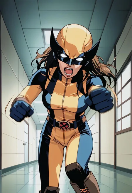 score_9_up, score_8_up, score_7_up, realistic, detailed,8k,<lora:G0083NP:0.9> 1girl, tall,LraKinyX, white eyes,blank eyes, long hair, mask, helmet,bodysuit, gloves, belt, boots,yelling,military base hallway , cartoon, official art, official style, source_anime, anime coloring(anime_screencap), anime, animated, p4nch,looking at viewer, punching,  motion lines, motion blur