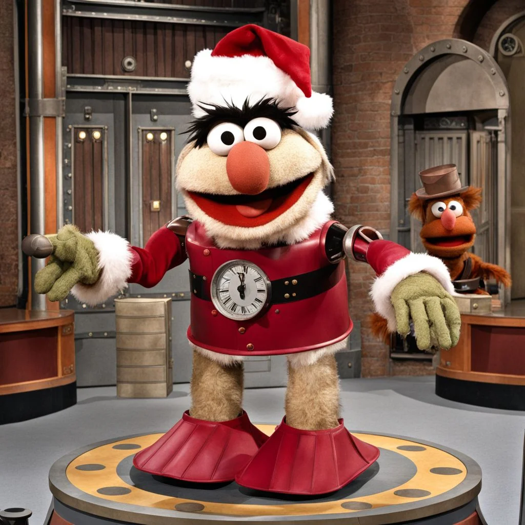 Mechanical robot santa MuppetShow <lora:SDXL-MuppetShow-Lora-step00002500:0.8>
