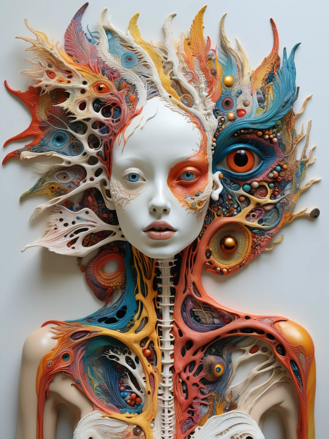 photo of Hyperrealistic art Wonderful, intricate, (colorful), (a superb Art Brut Decollage art, Lycanthropic Phoenix), ethereal neural network organism, divine cyborg dragon:2 girl:0.3, ginger:0.5 biomorph, glass skeleton, skinless:3, anatomical face, biomechanical details, (white and iridescent colors:1.1) bright colors, alchemist, alt_style, cinematic, 35mm film, 35mm photography, film, photo realism, DSLR, 8k uhd, hdr, ultra-detailed, high quality, high contrast,
<lora:xl_more_art-full-beta2:1>