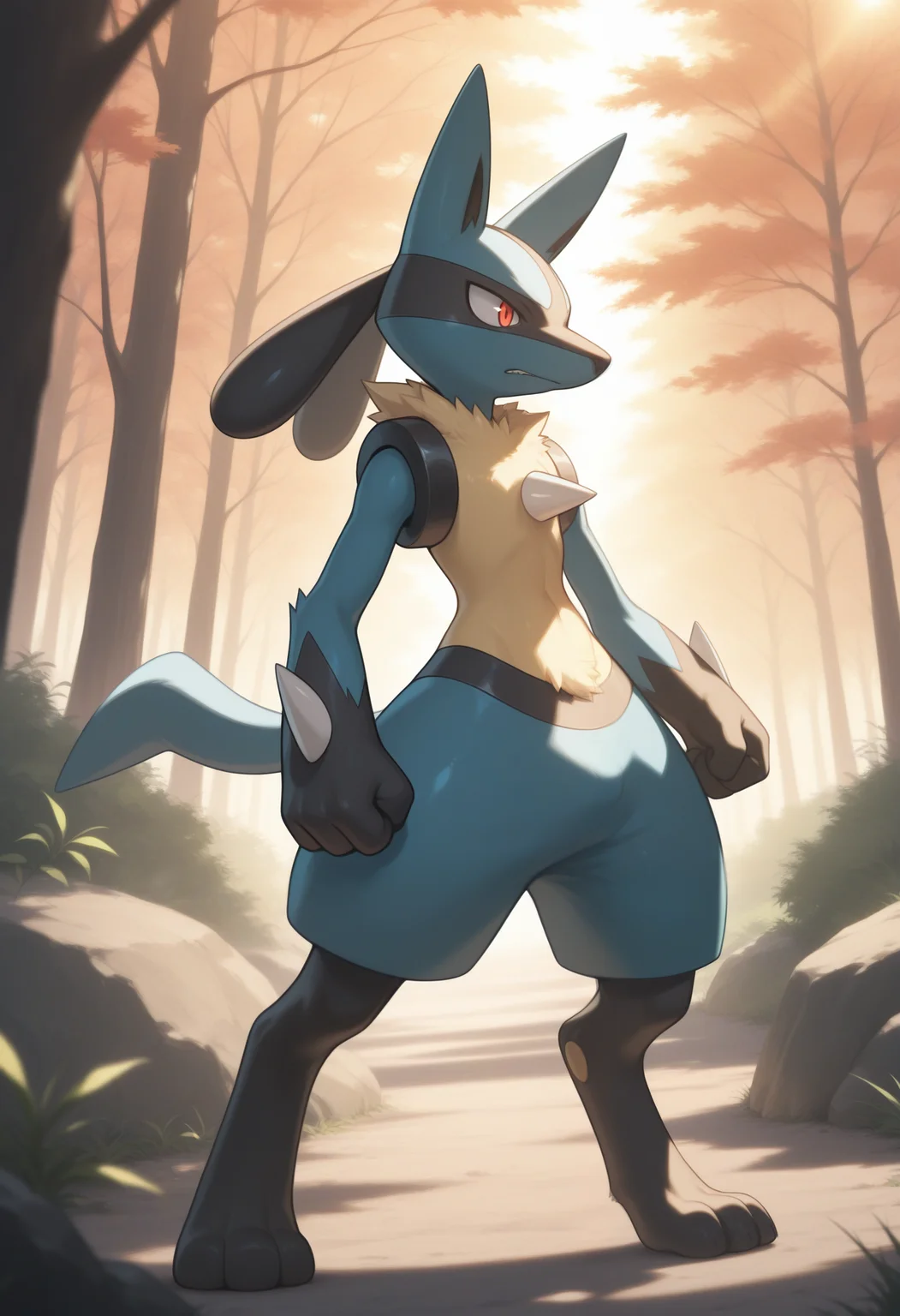 masterpiece,best quality,amazing quality, 1boy, solo, luc4r10, full body, outside, tail, 