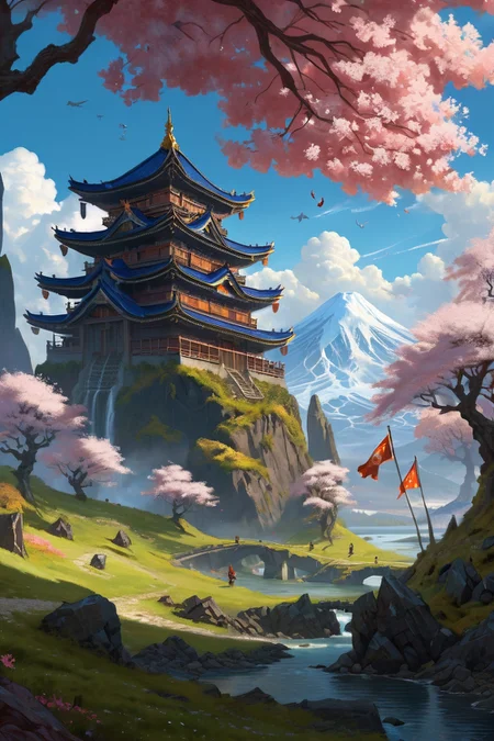 blossoming sakura forest with koinobori flags, volcanic glass ruin fields where frozen lava flows preserve ash-fall moments, the razor-sharp landscapes patrolled by pumice-bear guardians, cinematic view, epic sky, detailed, concept art, low angle, high detail, warm lighting, volumetric, godrays, vivid, beautiful, trending on artstation, by jordan grimmer, huge scene, grass, art greg rutkowski,
<lora:detailed_notrigger:0.7>, <lora:add-detail-xl:0.3>, oil painting art style from Renaissance period, masterful composition, Renaissance mood, renaissance oil painting, brush strokes, Baroque art style, dynamic composition, dramatic lighting, rich colors, intricate details, professional-grade execution, captures the grandeur and theatricality of the Baroque period