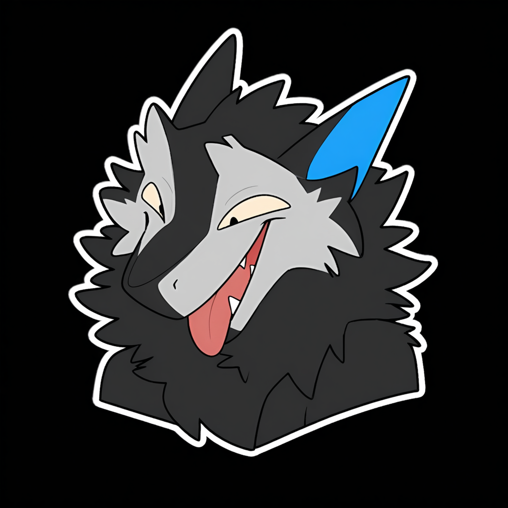 <lora:NowAndLater_Telegram_Sticker_Style_NAI-XL:1> NALTS, sticker, ((black background)), male, solo, anthro, furry, sergal, silly face, best quality, masterpiece