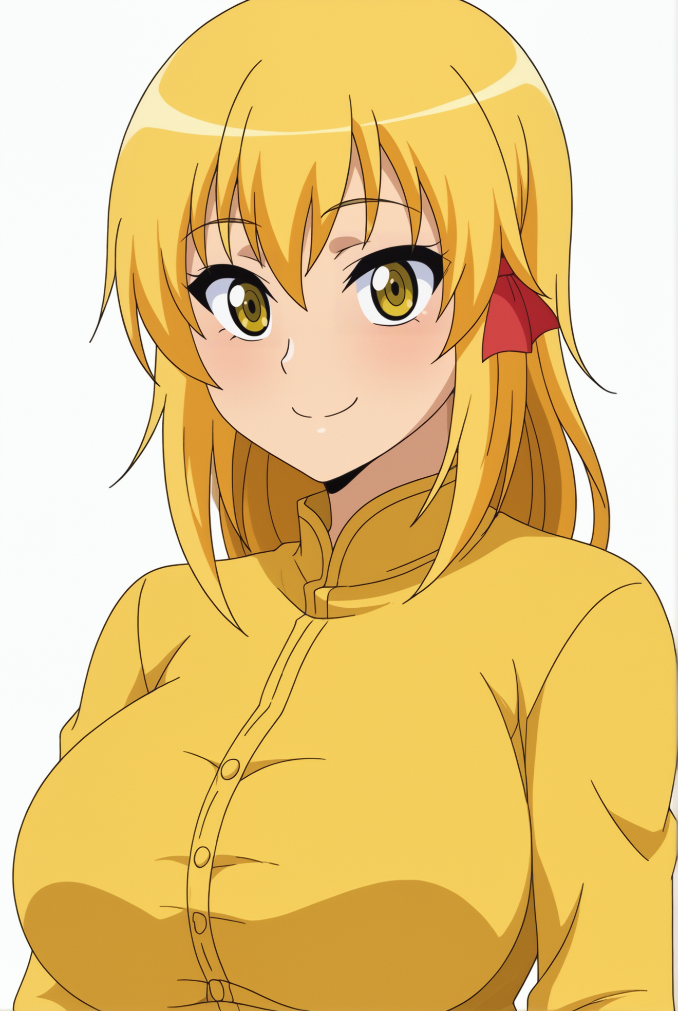 <lora:Asuka_Sawashiro:0.8>, white background, Sawashiro, smile, upper body,