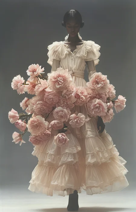 masterpiece,best quality,<lora:tbh316-sdxl:0.9>,illustration,style of Bill Blass decaying peonies