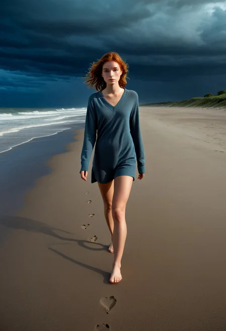 ((((A lone figure walking along a deserted beach, their footsteps echoing in the silence, carrying the weight of a broken heart.))) loneliness, melancholy, high-quality imagery, intricate details, muted color palette, emotion-driven composition, ((background: a stormy beach at night)),
Stable_Yogis_SD1.5_Positives, detailed eyes,, perfect eyes,, freckles,, perfect skin texture, photorealistic eyes, sinfully stylish, dramatic lighting, shadows, soft light
