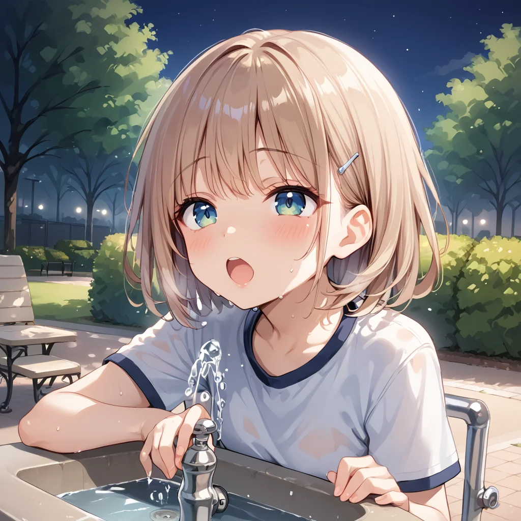 score 9,score_8_up,score_7_up,park,1girl,woman
<lora:drinking_fountain:0.8> drinking_fountain ,drink_water, open mouth, faucet,
BREAK outdoors, park, night time, sweaty,