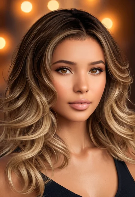score_9, score_8_up, score_7_up, realistic, raw lighting, detailed, (warm colors, bokeh), score_9, score_8_up, score_7_up, realistic, raw lighting, detailed, (warm colors, bokeh), 18 year old, ((dark african skin)), (dark brown hair with blonde highlights wavy hair) (light brown_eyes),mcvalensia, portrait, <lora:mcvalensia:1>