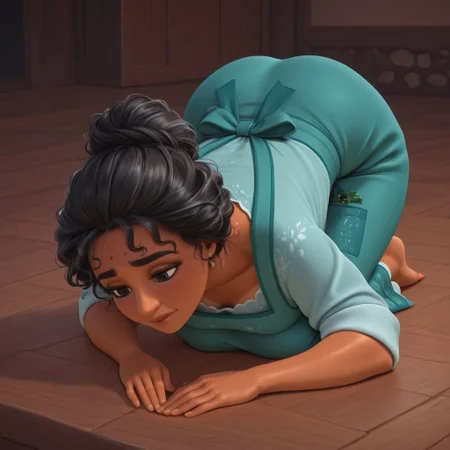 Julieta,1girl,tanned skin,curly black hair tied in a bun
dogeza