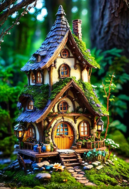 Miniature house mage , high quality, detailed background, 8k,35mm