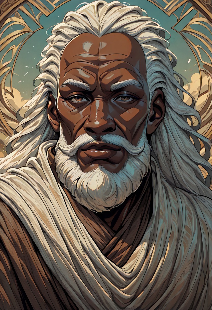 masterpiece, best quality, newest, absurdres, highres, anime, anime style, detailed face, 1boy, Illustratedafricanfemale, dark-skinned male, african male, african, old man, old, wrinkles, winkly face, dredlocks, white hair
