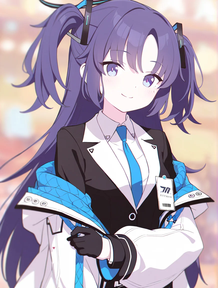 yuuka \(blue archive\),long hair,blurry,1girl,smile,depth of field,blurry foreground,blurry background,bangs,masterpiece, best quality, very aesthetic, absurdres,<lora:hennnachoco-NAI:0.8>