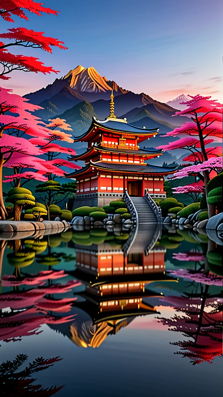 score_9, score_8_up, score_7_up, detailed, (masterpiece:1.2), (realistic:1.3), (Best quality:1.3),beautiful landscape,exquisite,(4k), 8k,, The image is of a room. The room has large glass windows. Outside of the windows is a beautiful scenery. The sky is orange and yellow and the sun is setting. There are mountains in the background. The ocean is in front of the mountains. There is a tree on the right side of the image. The floor of the room is made of wood.