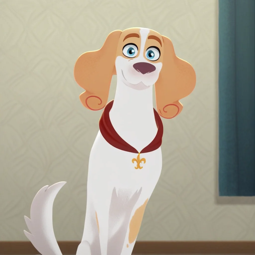 Lupin(character), dog, male, solo, blue eyes, inside, standing, smile, looking at viewer,