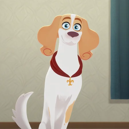 Lupin(character), dog, male, solo, blue eyes, inside, standing, smile, looking at viewer,