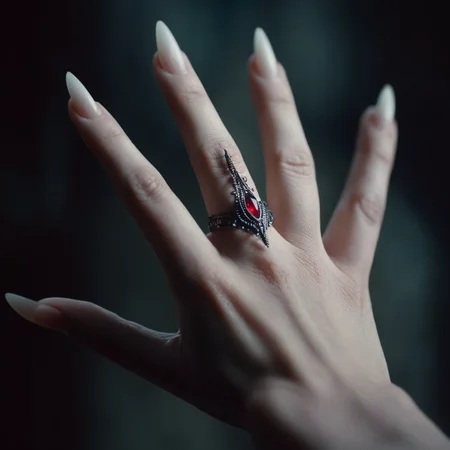 cinematic film still of <lora:perfect hands 2:1>
a vampire creature's five fingers idle detailed hand with long nails Perfect Hands, shallow depth of field, vignette, highly detailed, high budget, bokeh, cinemascope, moody, epic, gorgeous, film grain, grainy