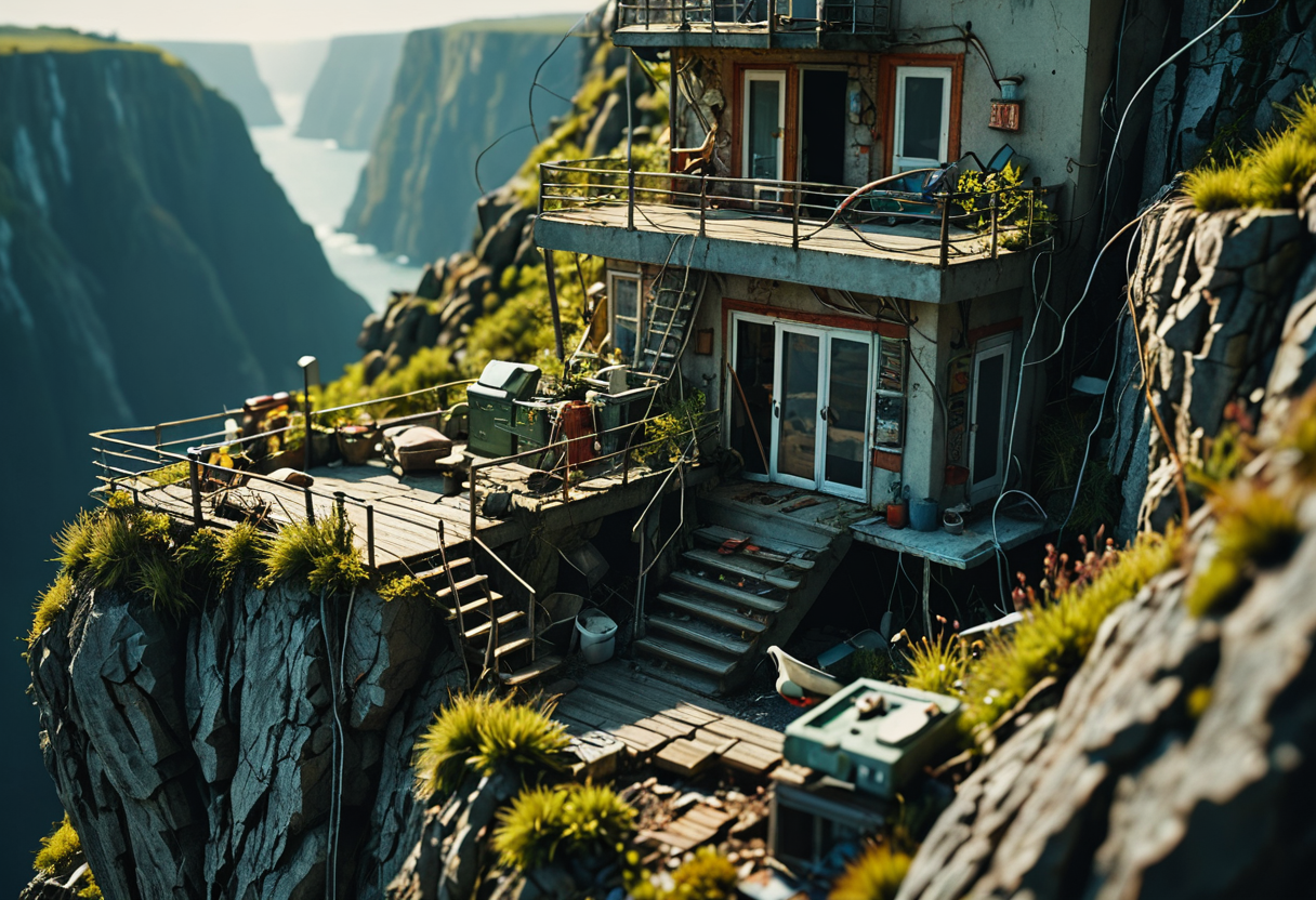living on the edge, hyper detailed, super intricate, sharp light, 35mm photo