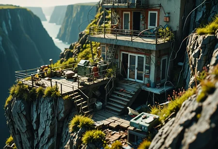 living on the edge, hyper detailed, super intricate, sharp light, 35mm photo