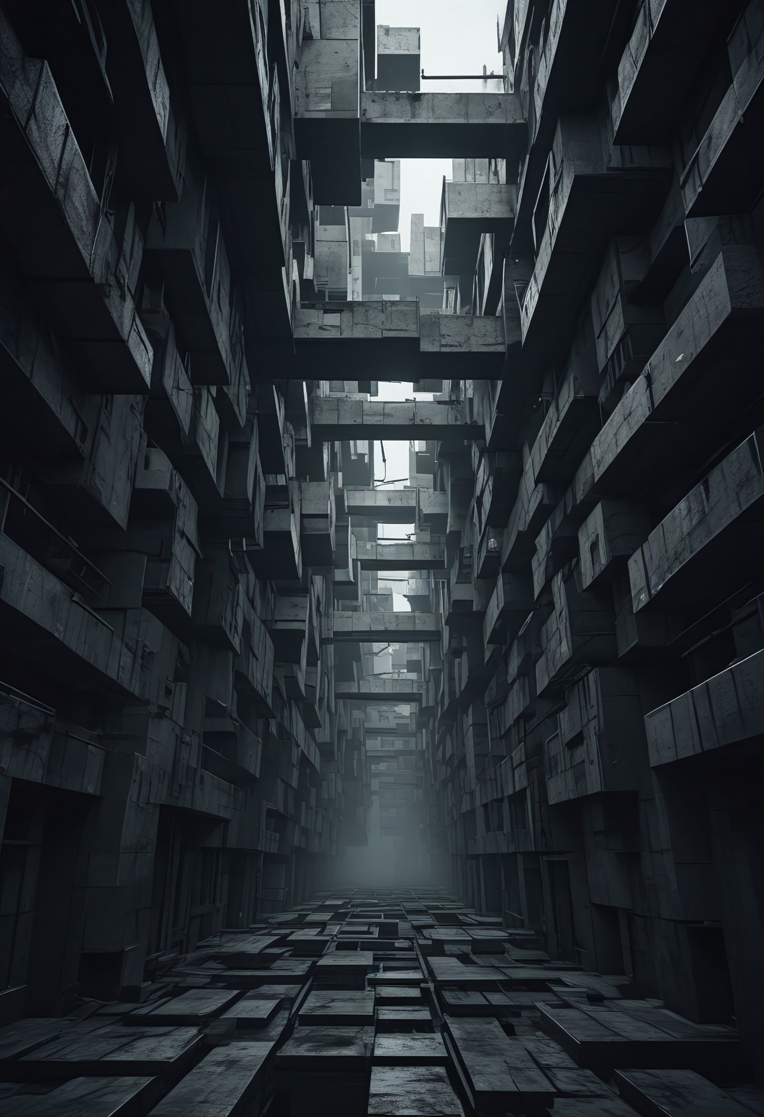 Blame by Tsutomu nihei, no humans, windows, tubes, cables, scenery, monochrome, no humans, scenery, building, easynegative, deepnegative_v1_75t