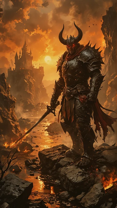Dark fantasy style scene set in the Diablo universe. The background is a hellish landscape with jagged, blackened rocks, rivers of molten lava, and towering demonic structures. In the foreground, a menacing castle looms, its spires piercing the blood-red sky. Shadows of twisted creatures and ancient runes are etched into the rocky terrain. The atmosphere is thick with smoke and the smell of brimstone. A hero clad in dark, ornate armor, holding a glowing, enchanted sword, stands ready for battle. The overall ambiance is ominous and foreboding, with an air of ancient evil and impending doom
<lora:add-detail-xl:2> <lora:MJ52:0.5> <lora:ink-style_A3.1_XL:0.66> (ink-style, ink_wash_painting)