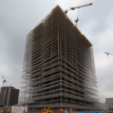 cloud, Tall building under construction, construction site, 6+boys