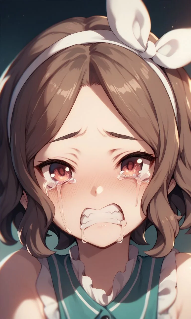 score_9, score_8_up, score_7_up, score_6_up,<lora:PONY_character_gbc_v2:1>,tomo ebizuka, short hair, hairband, brown hair,1girl,solo,crying,sobbing,tears,portrait,looking at viewer