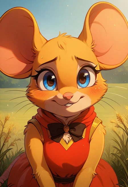 score_9, score_8_up, score_7_up, score_6_up, score_5_up, score_4_up,
[][][]
(((mouse))), (feral), female, solo, (fluffy), (fluffy cheeks:0.7), (cute)
[][][]
cel-shading, in the style of Beatrix Potter,
[][][][][]
(sleeveless red dress), yellow fur, yellow ears, blue eyes, sitting, (side view:0.8), grass, nature, (close up, upper body shot:2), looking at viewer, ((nervous, embarrassed expression))