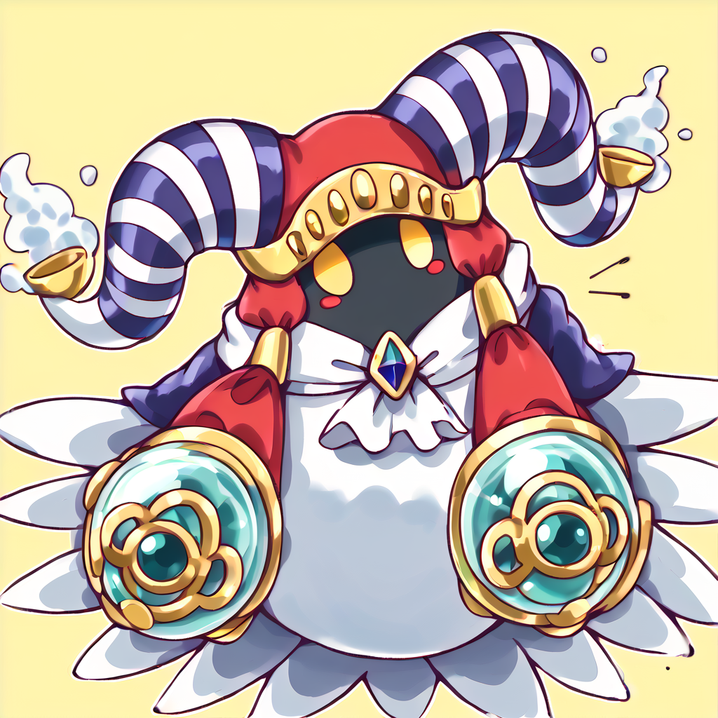 <lora:KirbyJP:1.5> (solo:2), (simple background, yellow background:1)
 <lora:botsusan:1> botsusan, no humans